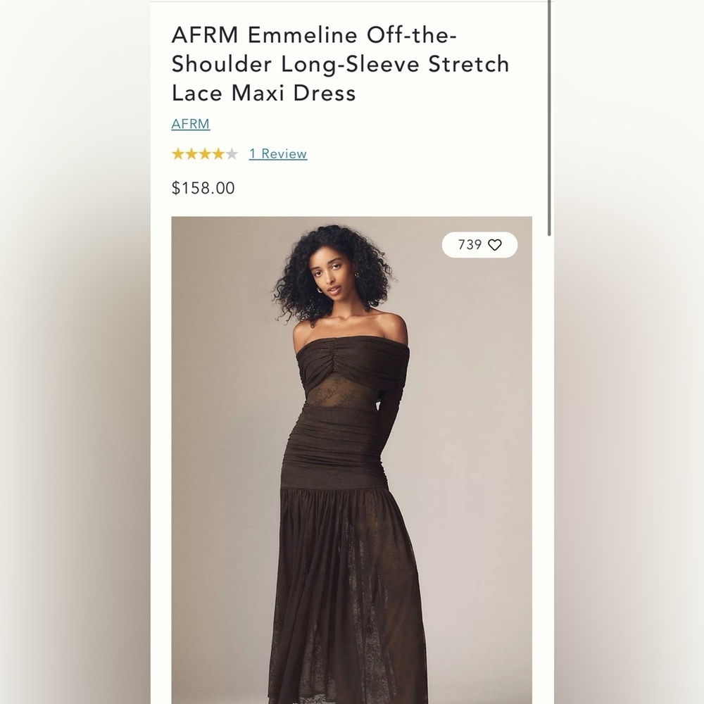 Anthropologie AFRM Emmeline off the shoulder long sleeve lace maxi dress